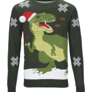 Mens Dinosaur Premium Xmas Jumper