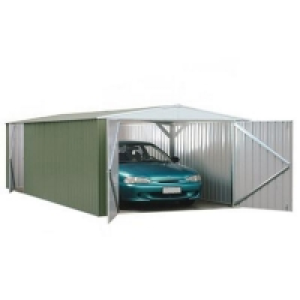 QDStores  Mercia 10 x 20 Absco Double Door Apex Garages - Pale Eucalyp