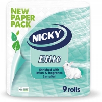 JTF  Nicky Elite Toilet Roll 3 Ply 9 Pack