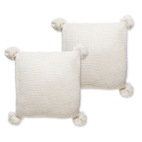 Aldi  Cream Knit Cushion With Pom - 2 Pack