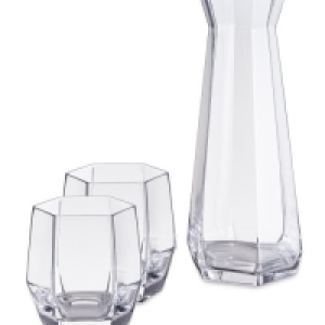 Glass Carafe And Glasses 3 Piece Set