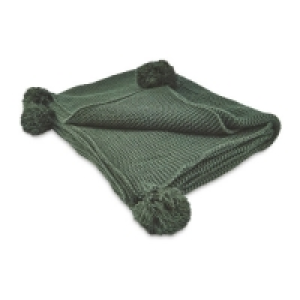 Emerald Knitted Pompom Throw
