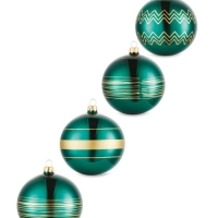 Aldi  Emerald Lined Glass Baubles 4 Pack