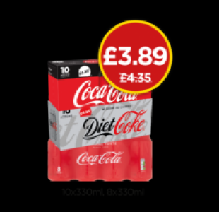 Coca Cola, Diet Coke, Coke Zero £3.89