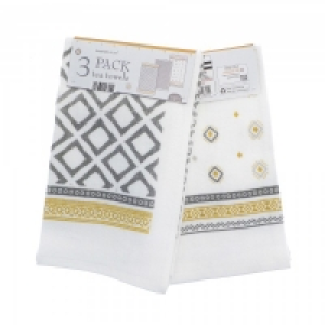 Country Club Velour Tea Towels Global Geo 3pk