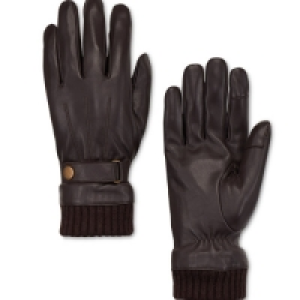 Mens Rib Brown Leather Gloves £12.99
