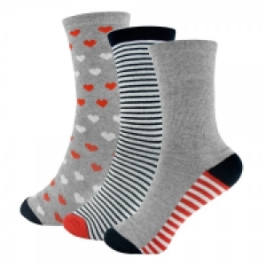 Foxbury Grey/Navy/Red Ladies Socks 3pk