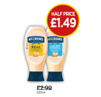 Budgens  Hellmanns Squeezy Mayonnaise Real, Squeezy Mayonnaise Light