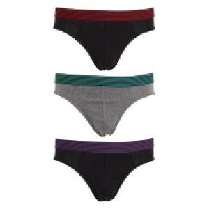 QDStores  3 Pack Mens Briefs - Red Blue Purple Striped Waistbands Medi