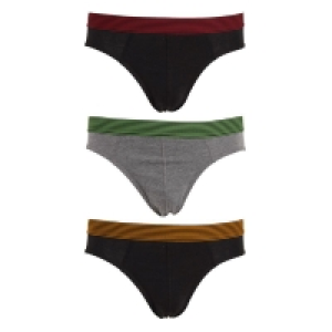 QDStores  3 Pack Mens Briefs - Red Green Orange Striped Waistbands Med