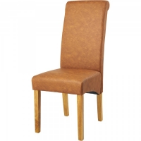 JTF  London Faux Leather Dining Chair Tan Set of 2