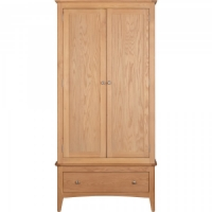 Eva Oak Double Wardrobe with 1 Drawer
