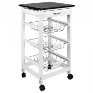 Chef Vida 3 Tier Wooden Kitchen Trolley White