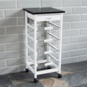 Chef Vida 4 Tier Wooden Kitchen Trolley White £34.99