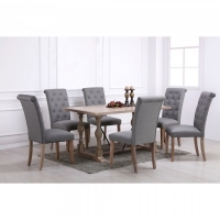JTF  Roman Dining Table Set and 6 Fabric Chairs