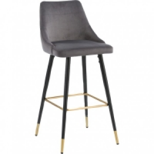 Tiffany Barstool with Backrest Velvet Grey