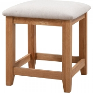 Chatsworth Oak Linen Dressing Table Stool
