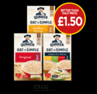 Budgens  Quaker Oat So Simple Original Sachets, Golden Syrup Sachets,