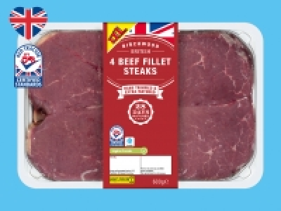 Birchwood 4 British Beef 28-Day Matured Fillet Steaks £12.99