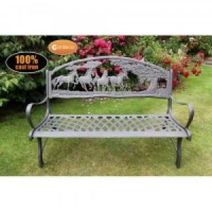 Gardeco Cast Iron Bench Horses & Tree