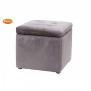 Gardeco Square Footstool With Storage Grey Velvet