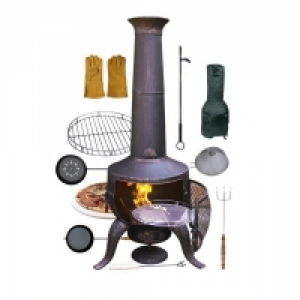 Gardeco Tia Ultimate Chimenea Grill Bundle Bronze