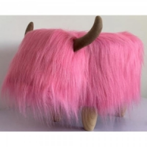 Gardeco Madonna The Pink Highland Cow Footstool