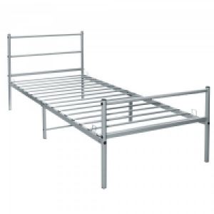 Single Metal Bed Frame Metallic Silver