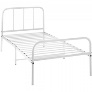 Single Metal Rounded Bed Frame White