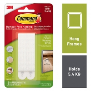 Command White Narrow Picture Hanging Strips - 4 Pairs £3.50