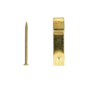 Wickes Single Picture Hook No.1 - Brass 27 x 6mm Pack of 10