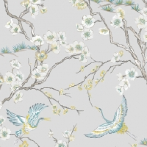 Sublime Japan Blue & Grey Floral Wallpaper - 10m £18.00