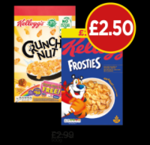 Kelloggs Crunchy Nut, Frosties &pound;2.50