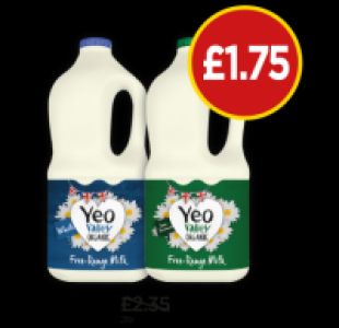 Yeo Valley Organic Whole Milk, Semi Skimmed Milk £1.75