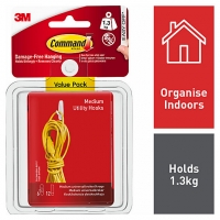Wickes  Command White Medium Utility Hook - Pack of 6
