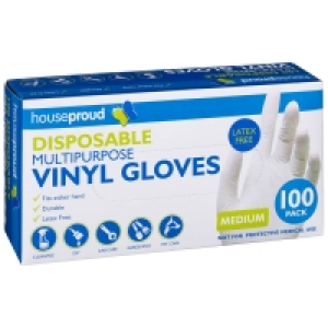Houseproud Disposable Vinyl Gloves 100pk &pound;5.99