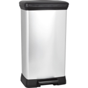 Curver Deco 50L Rectangular Pedal Bin - Silver £24.99