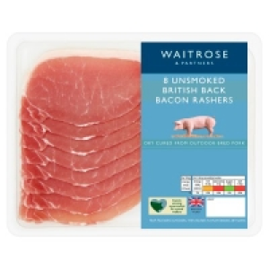 Waitrose Dry Cured 8 Unsmoked Back Bacon Rashers £3.25