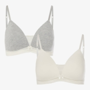 2 Pack Grey Cotton Non-Wired Padded Bras £14.00
