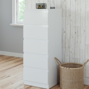 Modular Bedroom Handleless 5 Drawer Chest - White