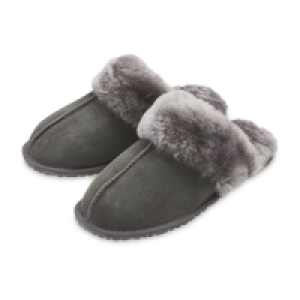 Aldi  Grey Ladies Sheepskin Slippers