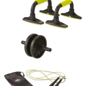 Speed Rope, Ab Wheel & Push Up Bars