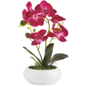 Faux Pink Orchid In Ceramic