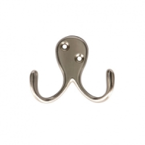 Wickes Two Prong Screwed Hook - Satin Nickel £2.80