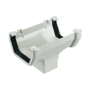 FloPlast 114mm Half Square Line Gutter Running Outlet - Whit £3.05