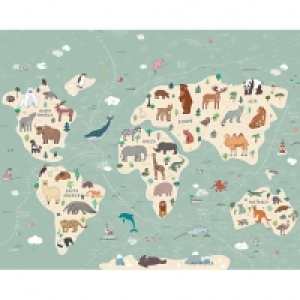 ohpopsi Illustration of a Childrens World Map Wall Mural - X £85.00
