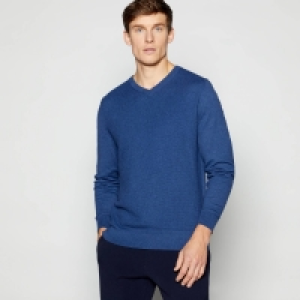 1778 Blue Cotton-Cashmere V-Neck Jumper
