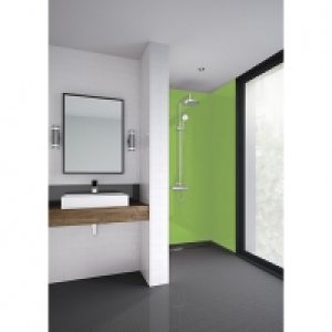 Wickes  Mermaid Acrylic Lime Gloss Single Shower Panel 2440 x 900 x 