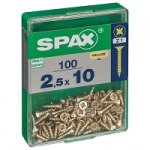 Spax Pz Countersunk Yellox Screws - 2.5x10mm Pack Of 100 £2.24