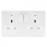 Wickes  Wickes 13A Slimline Twin Switched Neon Socket - White